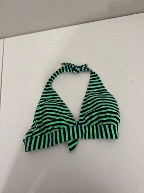 Old Navy Striped Halter Bikini Top Green & Navy S